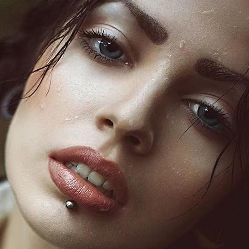 JFORYOU Fake Eyebrow Ring Fake Lip Labret Studs Replacement Balls Spike with 100pcs Sticker Non-Piercing Body Jewelry Fake Skin Piercing - Image 3